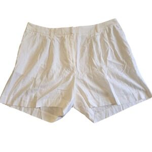 🆕️ NWT - Joe Fresh Plus White Linen Blend Pleated Shorts 18W High Rise